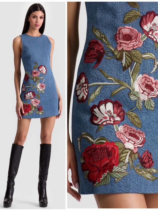 Alice + Olivia Dresses & Skirts - ALICE + OLIVIA CADE EMBROIDERED DENIM MINI DRESS